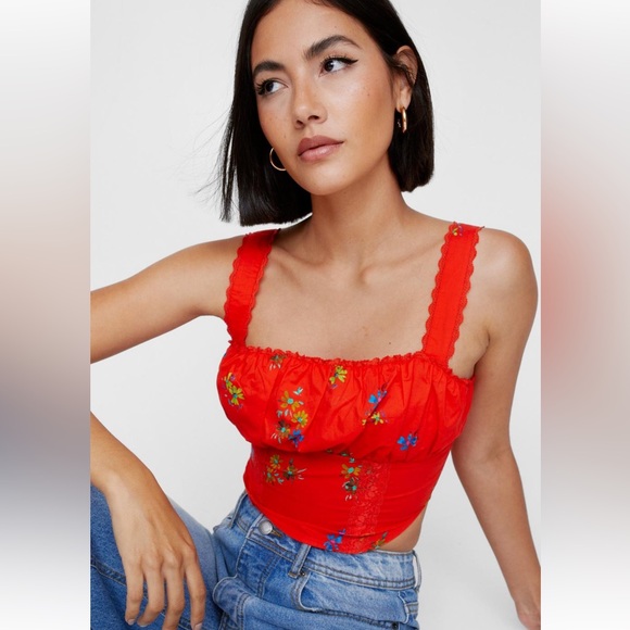 NWT NASTY GAL-Floral Lace Trim Corset - Picture 3 of 4